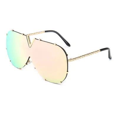 Fashion V-Shape Decor One Piece Lens Sun-Shading Sunglasses
