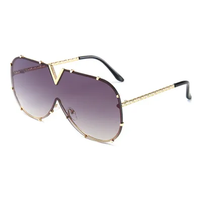 Fashion V-Shape Decor One Piece Lens Sun-Shading Sunglasses