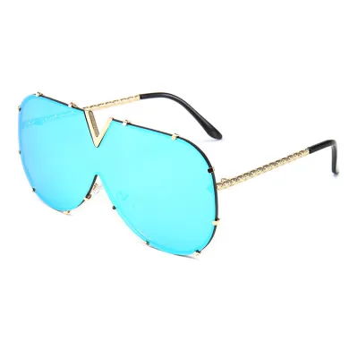 Fashion V-Shape Decor One Piece Lens Sun-Shading Sunglasses