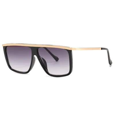 Fashion Square Oversized Metal Decor Goggle Sunglasses