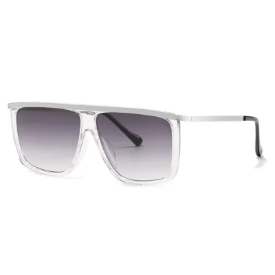 Fashion Square Oversized Metal Decor Goggle Sunglasses