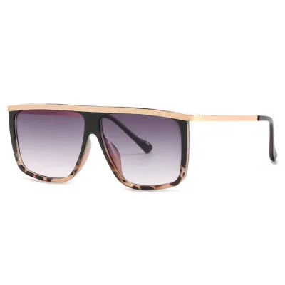 Fashion Square Oversized Metal Decor Goggle Sunglasses