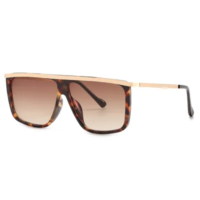 Fashion Square Oversized Metal Decor Goggle Sunglasses