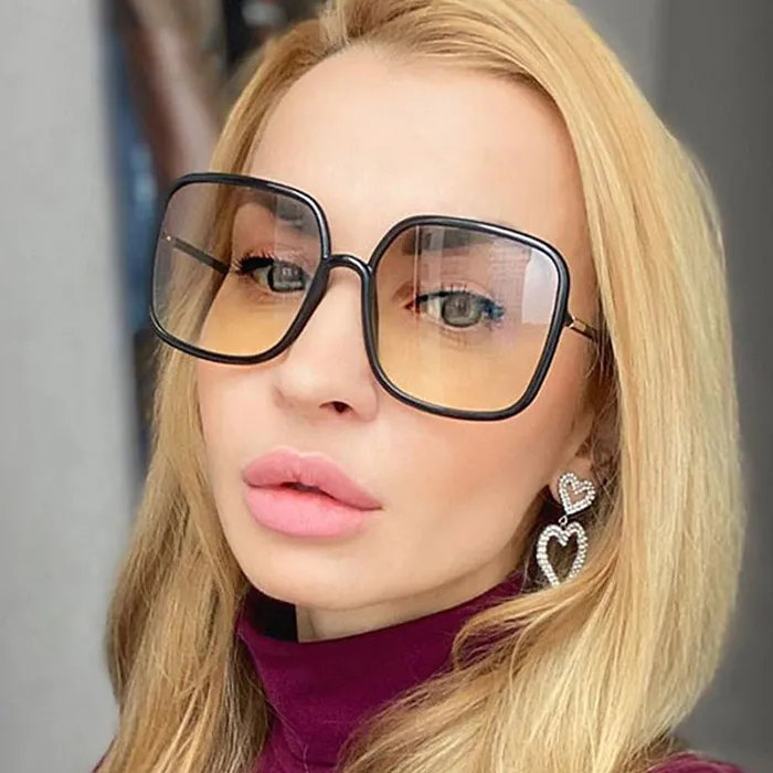 Unisex Vintage Big Square Frame Sun-Shading Sunglasses with PC Metal Rack