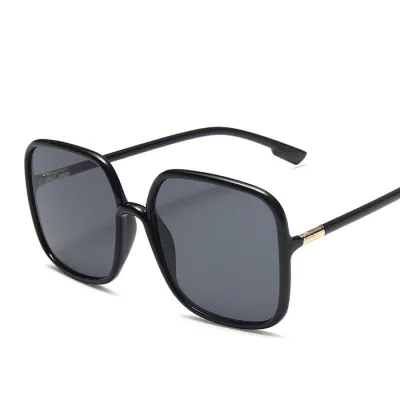 Unisex Vintage Big Square Frame Sun-Shading Sunglasses with PC Metal Rack