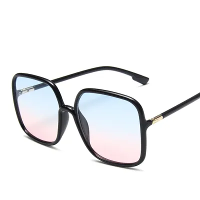 Unisex Vintage Big Square Frame Sun-Shading Sunglasses with PC Metal Rack