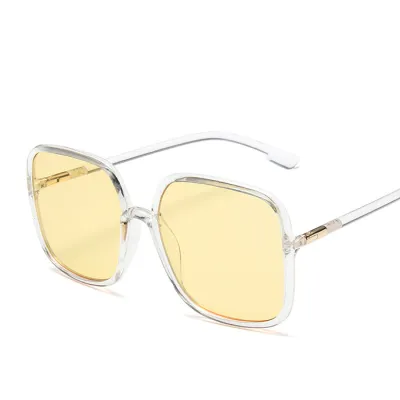 Unisex Vintage Big Square Frame Sun-Shading Sunglasses with PC Metal Rack