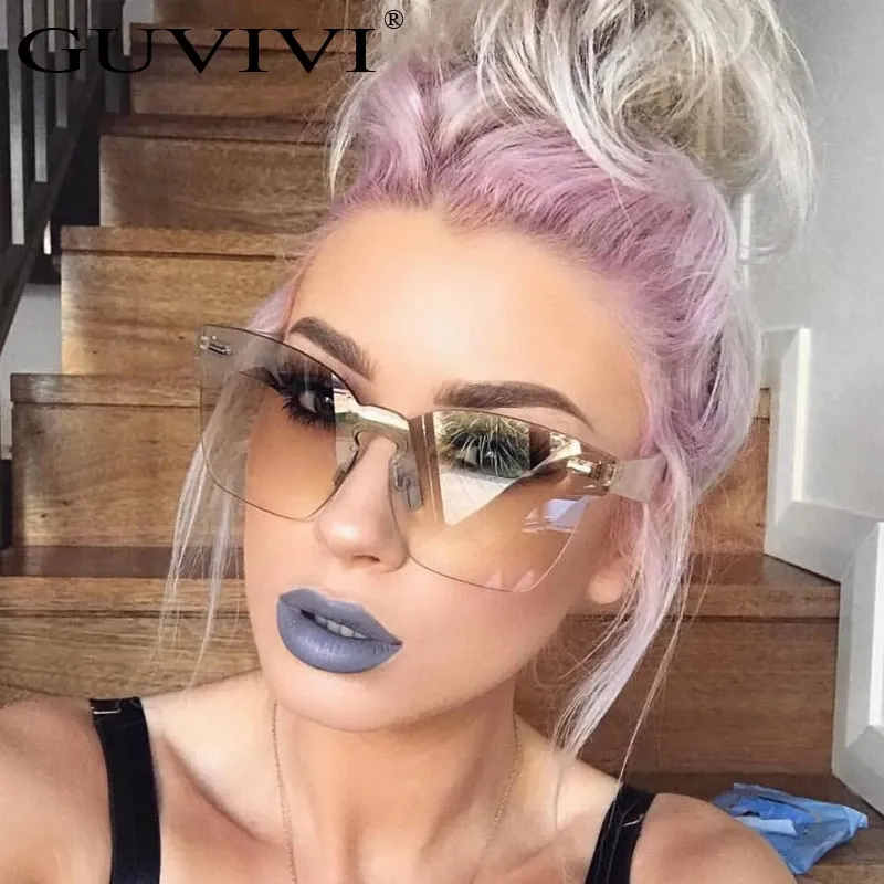Unique Large Frame Transparent Color PC Sunglasses for Women