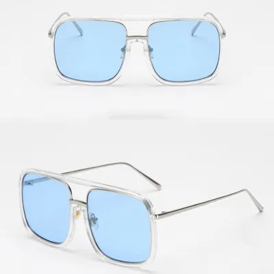 Retro Square Big Frame Flat Sunglasses