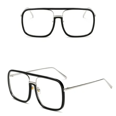 Retro Square Big Frame Flat Sunglasses