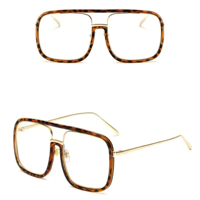 Retro Square Big Frame Flat Sunglasses