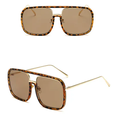 Retro Square Big Frame Flat Sunglasses