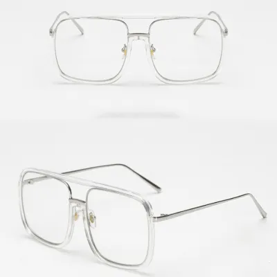 Retro Square Big Frame Flat Sunglasses