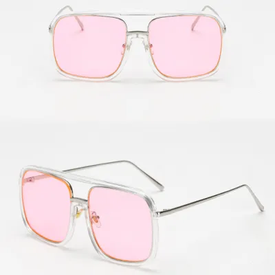 Retro Square Big Frame Flat Sunglasses