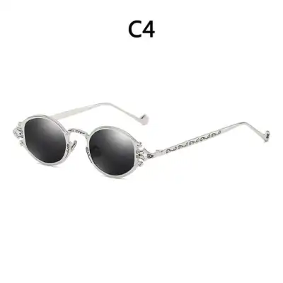 Retro Punk Style Oval Frame Metal Sunglasses