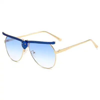 Unique Rhinestone Decorative Metal Sunglasses for Adults