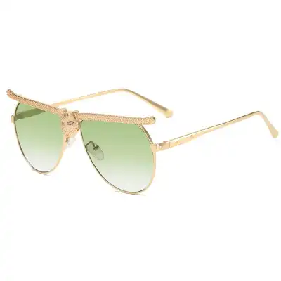 Unique Rhinestone Decorative Metal Sunglasses for Adults