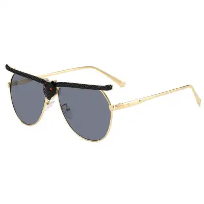 Unique Rhinestone Decorative Metal Sunglasses for Adults