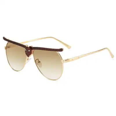 Unique Rhinestone Decorative Metal Sunglasses for Adults