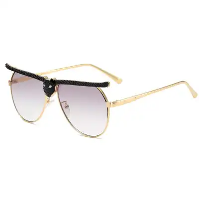 Unique Rhinestone Decorative Metal Sunglasses for Adults