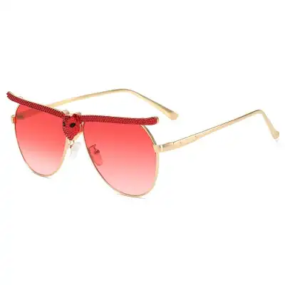 Unique Rhinestone Decorative Metal Sunglasses for Adults