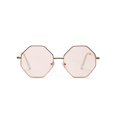 Fashion Geometric Transparent Lens Metal Frame Sunglasses