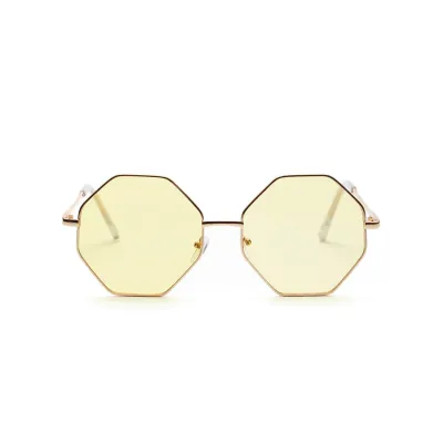 Fashion Geometric Transparent Lens Metal Frame Sunglasses