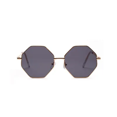 Fashion Geometric Transparent Lens Metal Frame Sunglasses