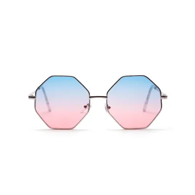 Fashion Geometric Transparent Lens Metal Frame Sunglasses