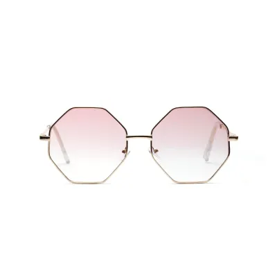 Fashion Geometric Transparent Lens Metal Frame Sunglasses