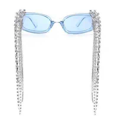 Fashion Square Frame Rhinestone Tassel Decoration Sunglasses