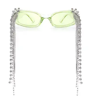 Fashion Square Frame Rhinestone Tassel Decoration Sunglasses