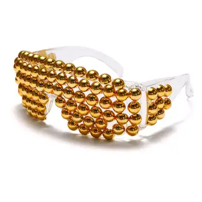 Fashion Color Beads Decoration Trend Sunglasses PC Lens PC Frame