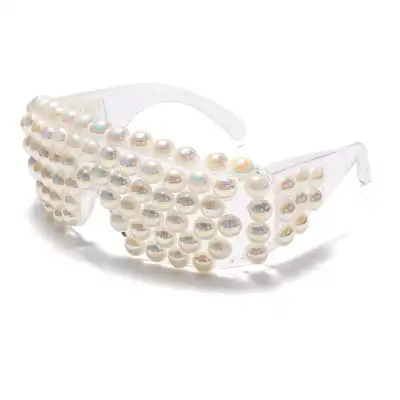 Fashion Color Beads Decoration Trend Sunglasses PC Lens PC Frame