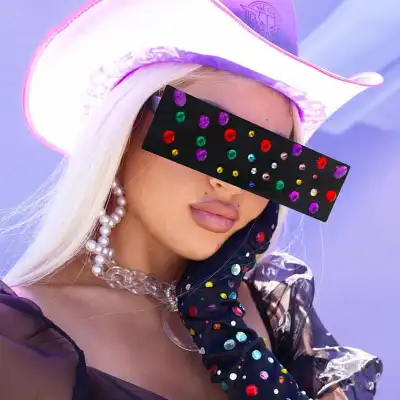 Unique Rectangular Frame Rhinestone Decoration Sports Sunglasses