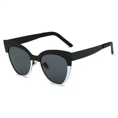 Fashion Cat Eye Contrast Color Frame Metal Sunglasses for Women