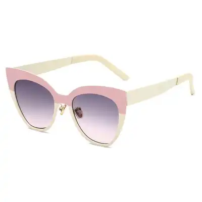Fashion Cat Eye Contrast Color Frame Metal Sunglasses for Women