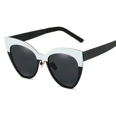 Fashion Cat Eye Contrast Color Frame Metal Sunglasses for Women
