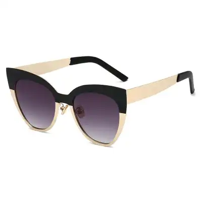 Fashion Cat Eye Contrast Color Frame Metal Sunglasses for Women