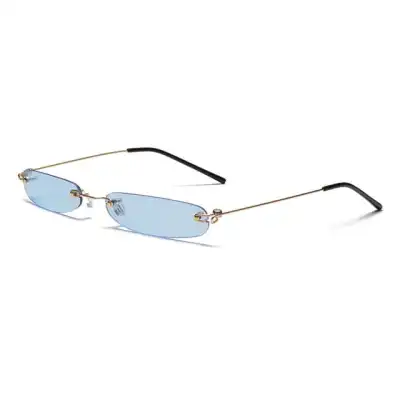 Fashion Mini Slim Rimless Sunglasses PC Lens Metal Frame
