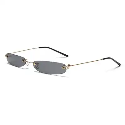 Fashion Mini Slim Rimless Sunglasses PC Lens Metal Frame