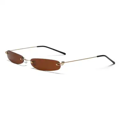 Fashion Mini Slim Rimless Sunglasses PC Lens Metal Frame
