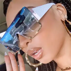 Fashion Big Square Frame One-piece Vintage Sunglasses