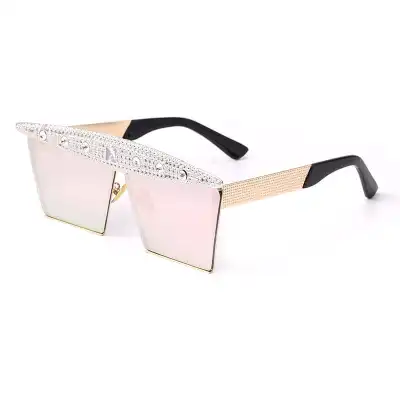 Fashion Big Frame Rhinestone Decoration Sunglasses