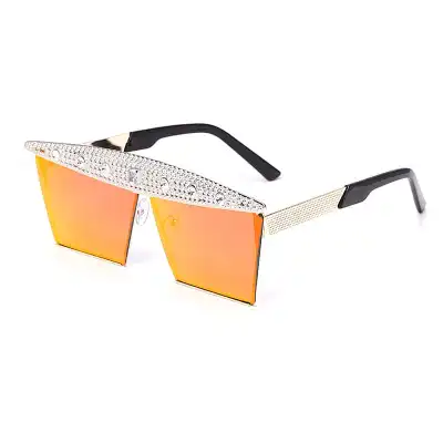 Fashion Big Frame Rhinestone Decoration Sunglasses