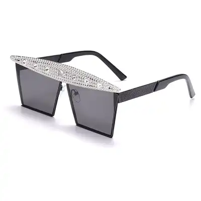 Fashion Big Frame Rhinestone Decoration Sunglasses
