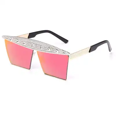 Fashion Big Frame Rhinestone Decoration Sunglasses