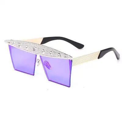 Fashion Big Frame Rhinestone Decoration Sunglasses