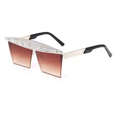 Fashion Big Frame Rhinestone Decoration Sunglasses