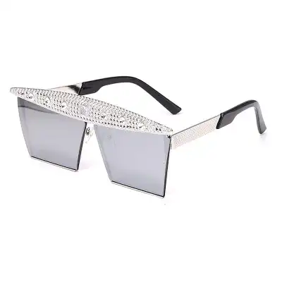 Fashion Big Frame Rhinestone Decoration Sunglasses